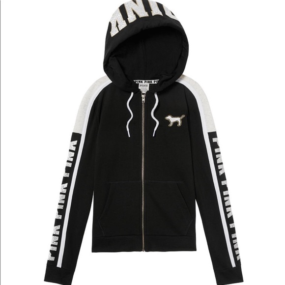 VS PINK BLING Rhinestone Perfect hoodie & pant set - Picture 6 of 7